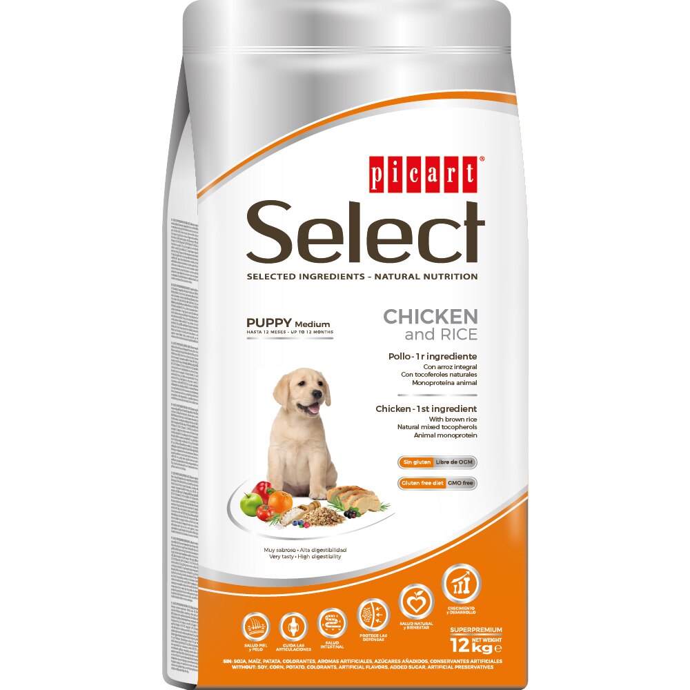 Hrana uscata pentru caini Select Puppy Medium Pui si Orez, 12 kg