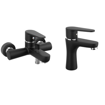 Pachet 2in1 Baterii Algeo lavoar si cada/dus, Negru Mat Pachet 2in1 Baterii Algeo lavoar si cada/dus, Negru Mat