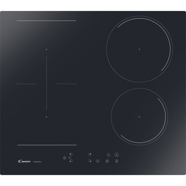 Plita incorporabila Candy CIB633CTP, Inductie, 4 zone de gatit, Touch control, 60 cm, Sticla neagra