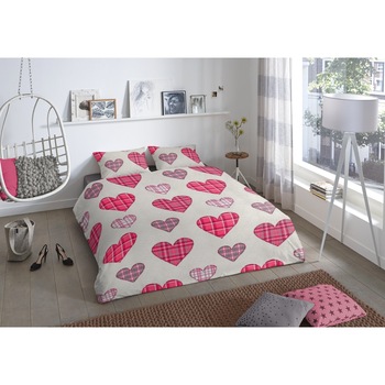 Lenjerie de pat pentru doua persoane, Good Morning, Marie, 100% bumbac, 3 piese, multicolor Lenjerie de pat pentru doua persoane, Good Morning, Marie, 100% bumbac, 3 piese, multicolor