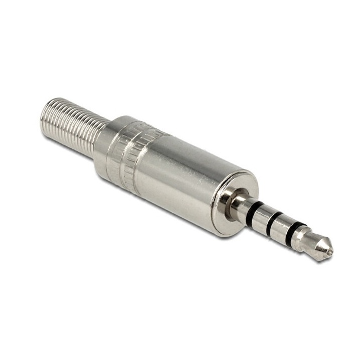 Delock sztereó csatlakozódugasz 3.5 mm, hajlítás-védelemmel, ezüst