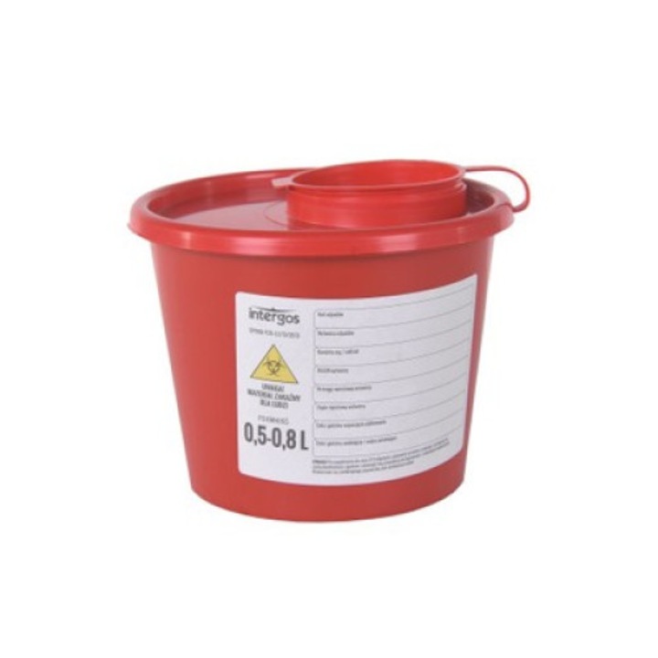 Recipient din plastic pentru deseuri medicale, capacitate 0,5 - 0,8 L