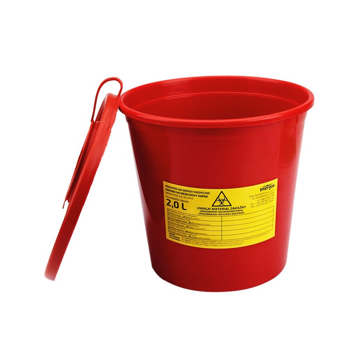 Recipient din plastic pentru deseuri medicale 2 Litri