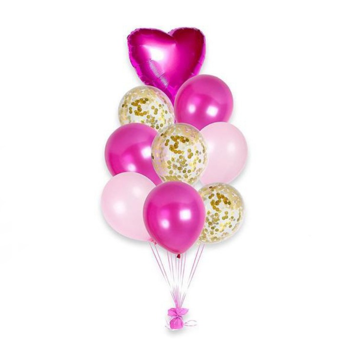 Комплект от 9 балона Birthday, Pink, It's Party Time