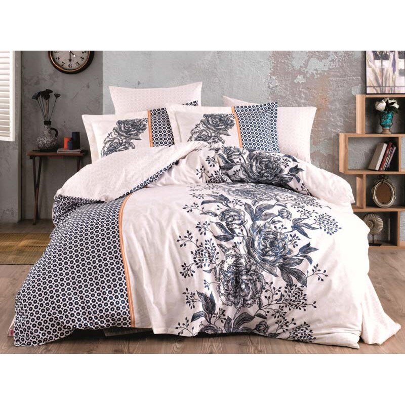 Set Lenjerie de pat, 2 Persoane, 100% Bumbac - Extra Confort Ariana Blue