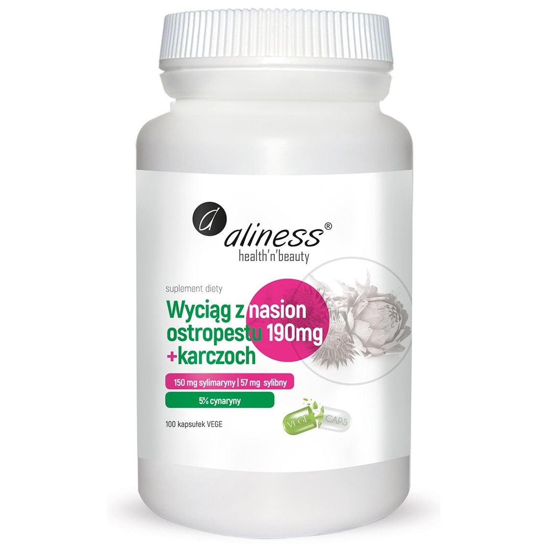 Extract din lapte de Ciulin si Anghinare, Aliness, Regenerare hepatica, 100 Capsule vegetariene