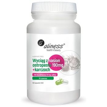Extract din lapte de Ciulin si Anghinare, Aliness, Regenerare hepatica, 100 Capsule vegetariene Extract din lapte de Ciulin si Anghinare, Aliness, Regenerare hepatica, 100 Capsule vegetariene