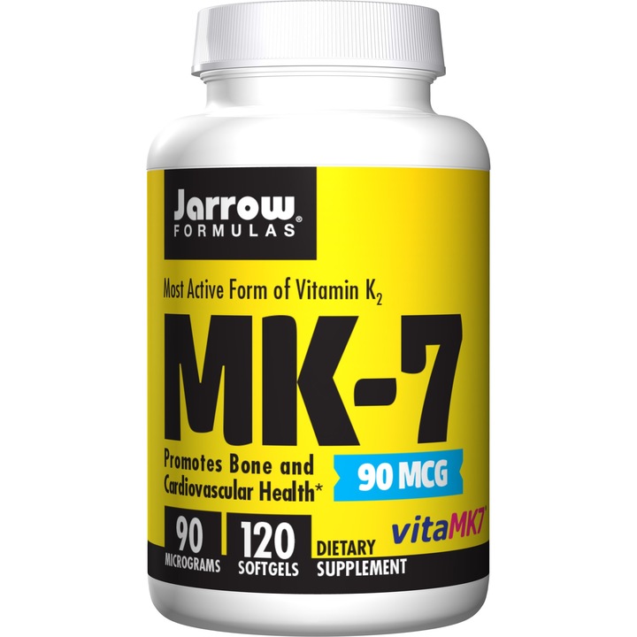 Витамин K2 MK7 JARROW FORMULAS, 90mcg, Насърчава здравето на костите, 120 меки капсули