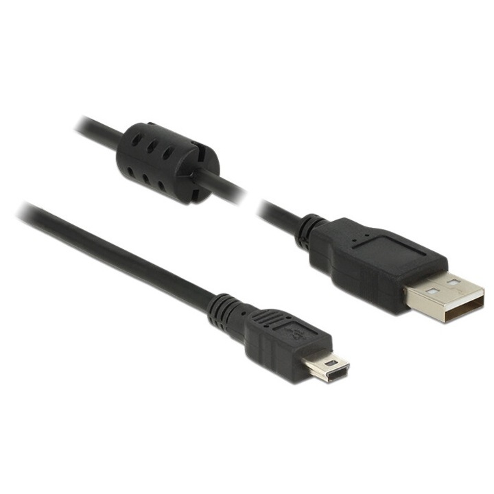 DeLock Cable USB 2.0 Type-A male > USB 2.0 Mini-B male 1,5m Black, 111200, Kábel