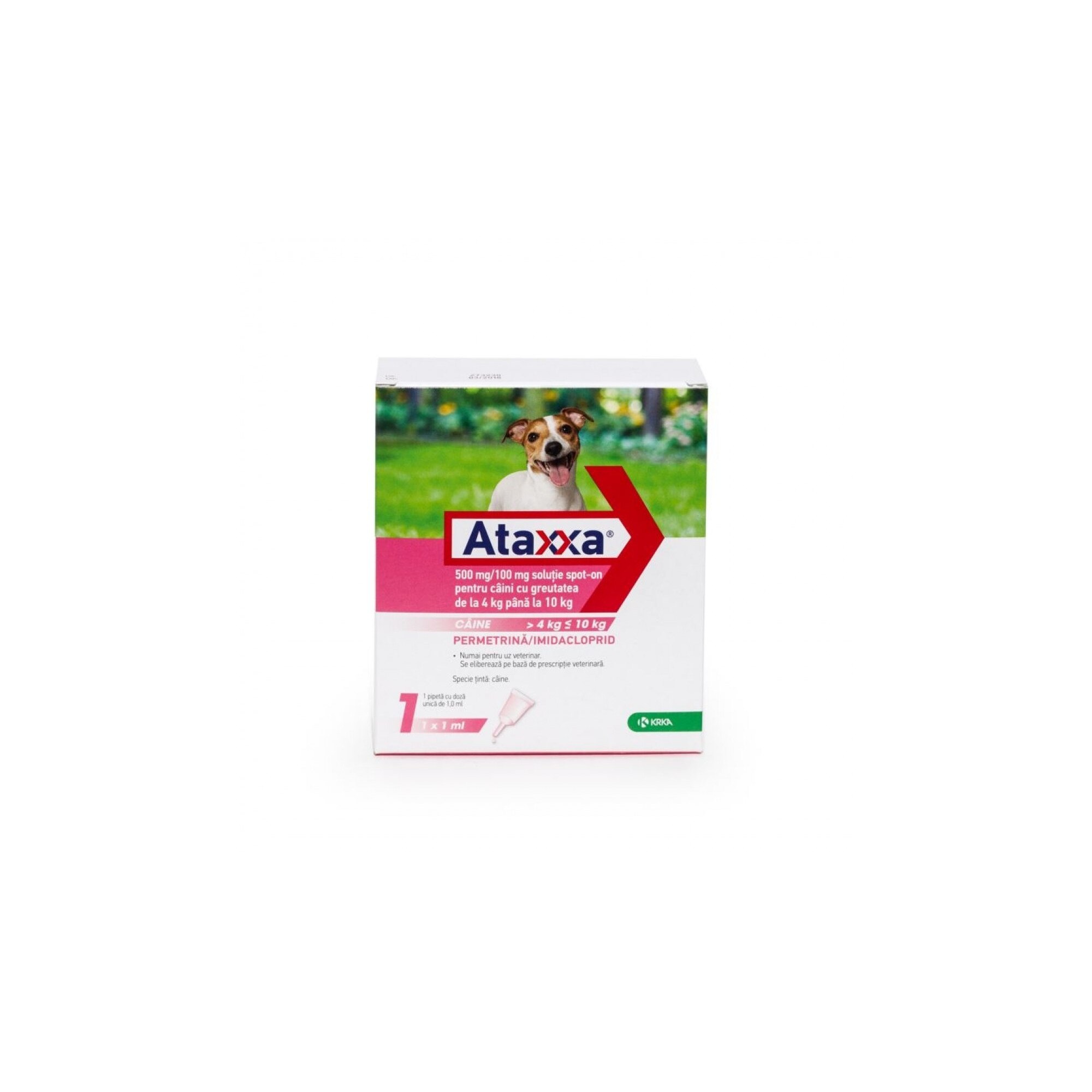 Pipeta antiparazitara caini Ataxxa 4-10 kg 1pipeta x 1 ml