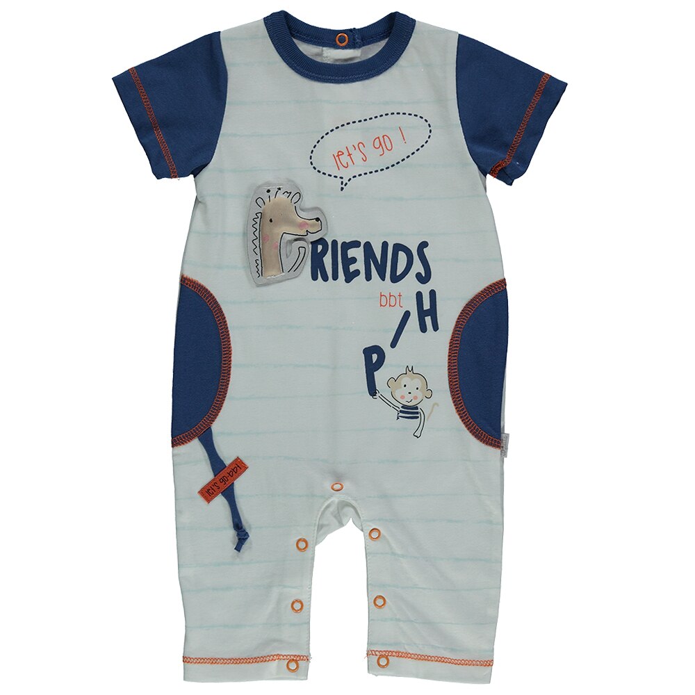 Salopeta bumbac, cu maneca scurta, Bebetto - Friendship, Indigo