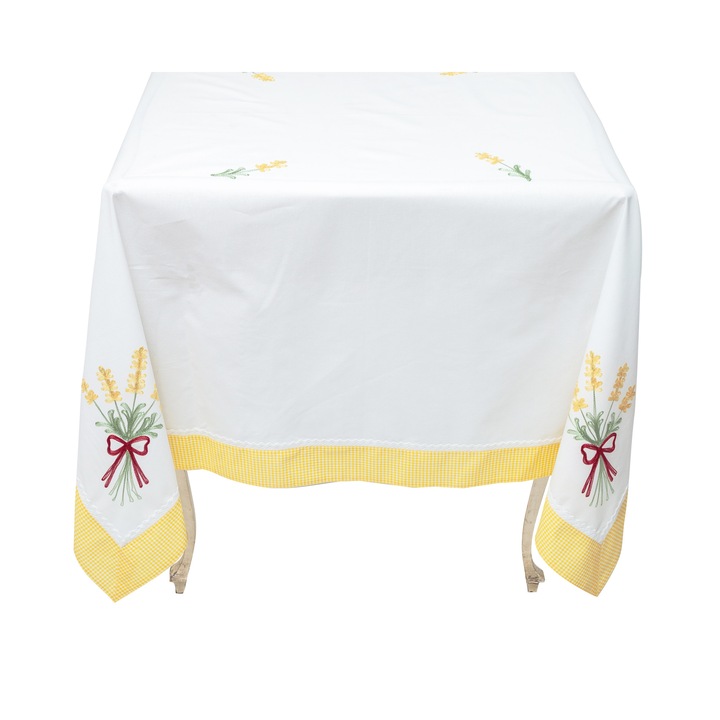 100% pamut terítő, Valentini Bianco, fehér sárgával, 90x90 cm, BK048