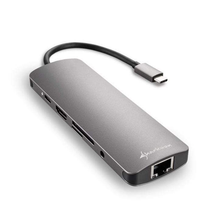 Хъб USB-C Sharkoon, сив