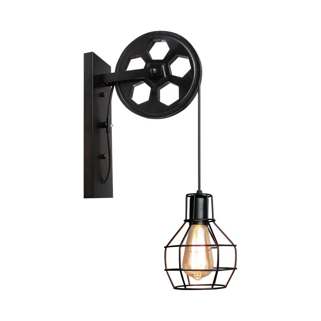 Aplica vintage, STOEX, stil industrial, model scripete metalic, E27, negru