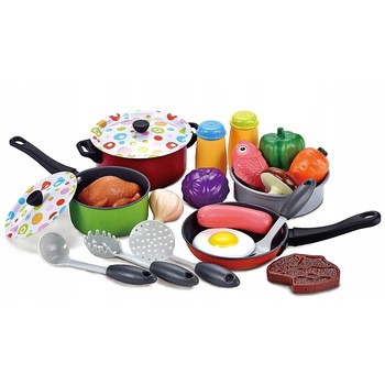 Set de Gatit pentru Copii, LOVELY SET, 22 de Piese Inclusiv Alimente de Jucarie, Calitate Excelenta, Dezvolta Imaginatia, Multicolor Set de Gatit pentru Copii, LOVELY SET, 22 de Piese Inclusiv Alimente de Jucarie, Calitate Excelenta, Dezvolta Imaginatia, Multicolor