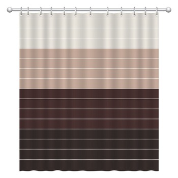 Perdea dus cu imprimeu dungi maro, iMK®, 180 x 180 cm Perdea dus cu imprimeu dungi maro, iMK®, 180 x 180 cm