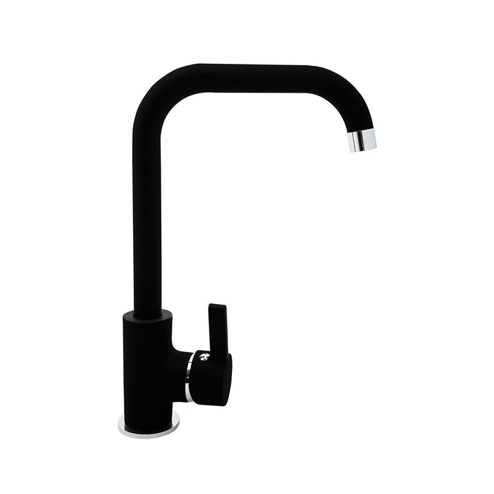 Смесител за кухня Pyramis SILVIO, Едноръкохватков, Висок чучур, Аератор с ограничение на потока, Карбоново покритие