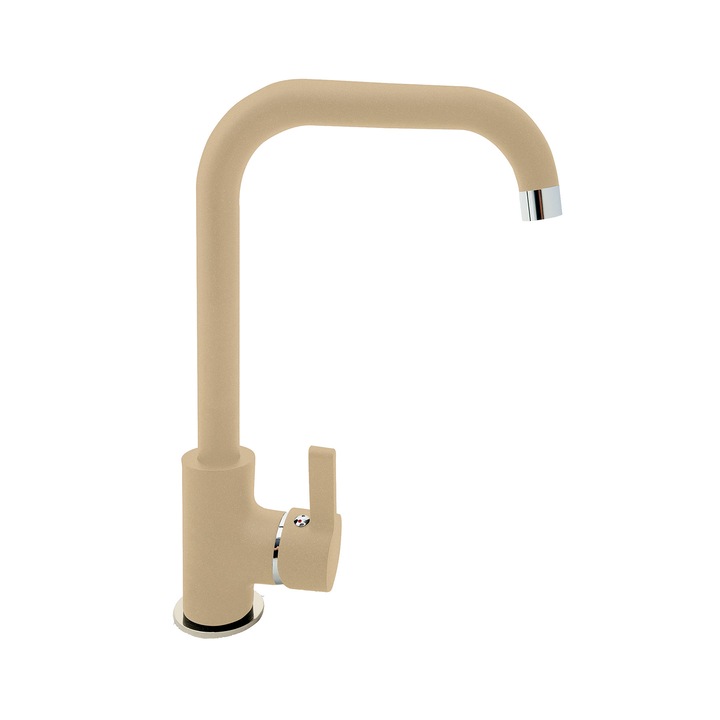Кухненски кран Pyramis, SILVIO, Еднолост, Висока тръба, Аератор за ограничаване на потока, Бежов