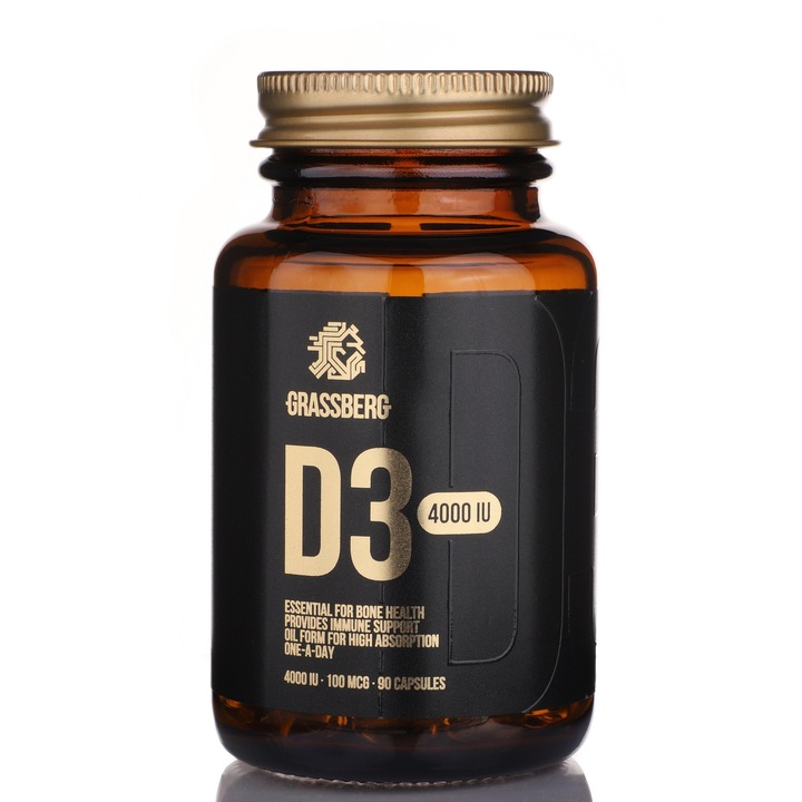 Supliment alimentar Grassberg Vitamin D3 4000IU, 90 sgels