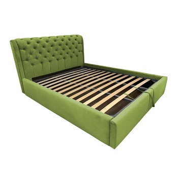 Pat tapitat Crystal Verde, MobAmbient, cu tablie Chesterfield din catifea, somiera metalica rabatabila, lada de depozitare, pentru saltea 160 x 200 cm Pat tapitat Crystal Verde, MobAmbient, cu tablie Chesterfield din catifea, somiera metalica rabatabila, lada de depozitare, pentru saltea 160 x 200 cm