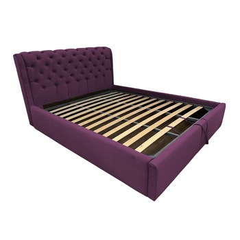 Pat tapitat Crystal Mov, MobAmbient, cu tablie Chesterfield din catifea, somiera metalica rabatabila, lada de depozitare, pentru saltea 160 x 200 cm Pat tapitat Crystal Mov, MobAmbient, cu tablie Chesterfield din catifea, somiera metalica rabatabila, lada de depozitare, pentru saltea 160 x 200 cm