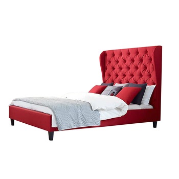 Pat tapitat Carla Rosu, MobAmbient, cu tablie Chesterfield din catifea, somiera metalica rabatabila, lada de depozitare, pentru saltea 160 x 200 cm Pat tapitat Carla Rosu, MobAmbient, cu tablie Chesterfield din catifea, somiera metalica rabatabila, lada de depozitare, pentru saltea 160 x 200 cm