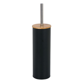 Perie WC, neagra, material metal si bambus, dimensiune 10x28 cm Perie WC, neagra, material metal si bambus, dimensiune 10x28 cm