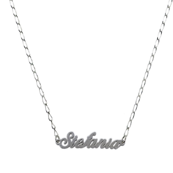 Lantisor din argint personalizat cu nume Stefania, 9424FIG01, Dras, Argintiu