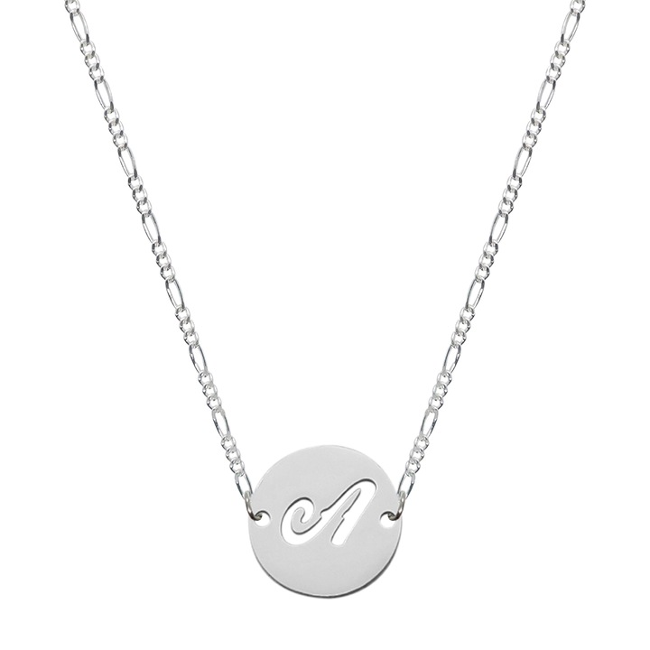 Litera A, lantisor personalizat cu nume, colier argint, alfabet, 9472FIG01, Dras, Argintiu