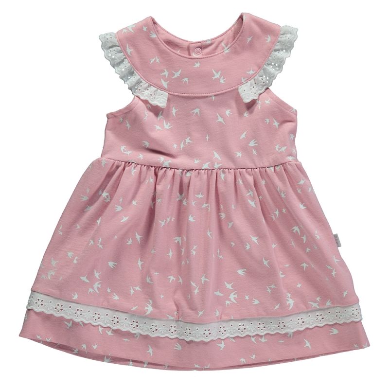 Rochie din bumbac cu volanase brodate, Bebetto - In Vogue