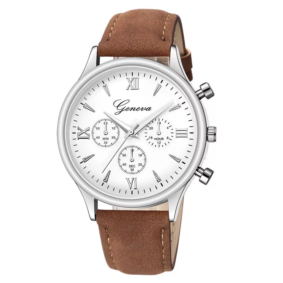 Ceas barbatesc casual Geneva G103-1 curea piele, afisaj analogic