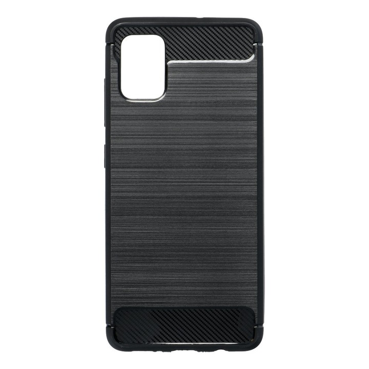 Калъф Forcell Carbon за Samsung Galaxy A51 5G, Силикон, Карбонов модел, Черен
