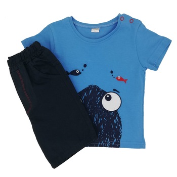 Compleu baieti, din bumbac, albastru/bleumarin, 74 cm, 9 luni Compleu baieti, din bumbac, albastru/bleumarin, 74 cm, 9 luni