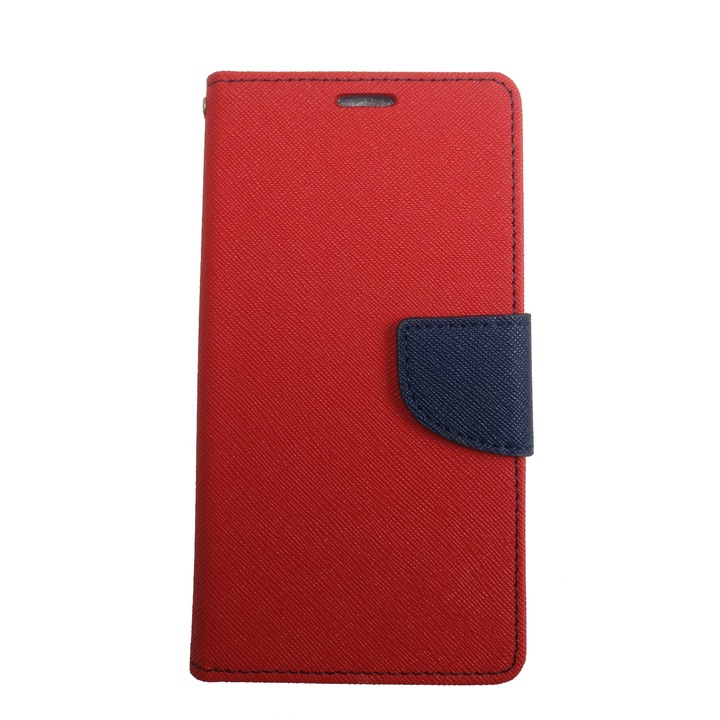 Husa compatibila cu Samsung Galaxy A7-2017 / A720, tip toc, doua culori, Rosu / Albastru