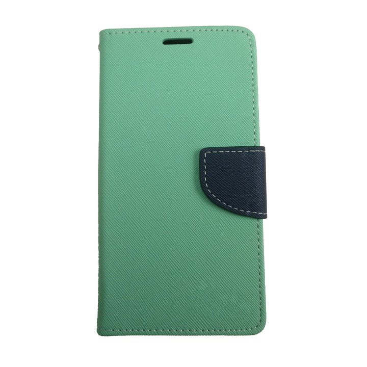 Husa compatibila cu Samsung Galaxy A7-2017 / A720, tip toc, doua culori, Turcoaz, Albastru