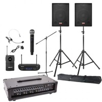 sisteme audio biserica audiosat a10 2 boxe  2 stative 1 mixer activ 1 microfon wireless 100w imagen 41_0_
0