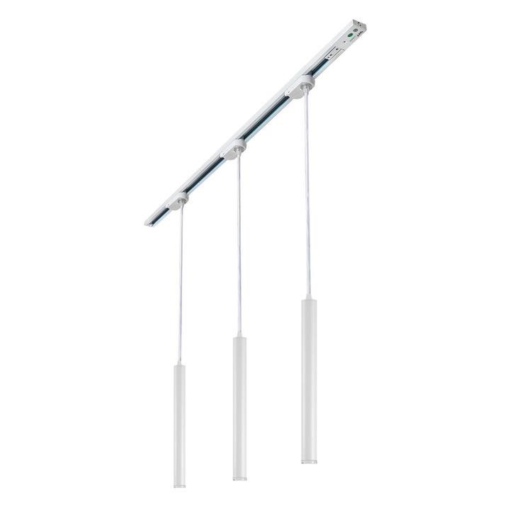 Spot luminos LED 3x12W/ora, 3x1368lm - 50 000 ore, 4000K lumina naturala, kit 3 spoturi pendul Ø25mm pe sina monofazata 1m, Alb, LED market®, clasa energetica E