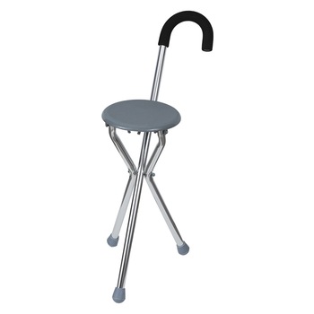 Baston cu scaun din aluminiu ,pliabil cu maner curbat Baston cu scaun din aluminiu ,pliabil cu maner curbat