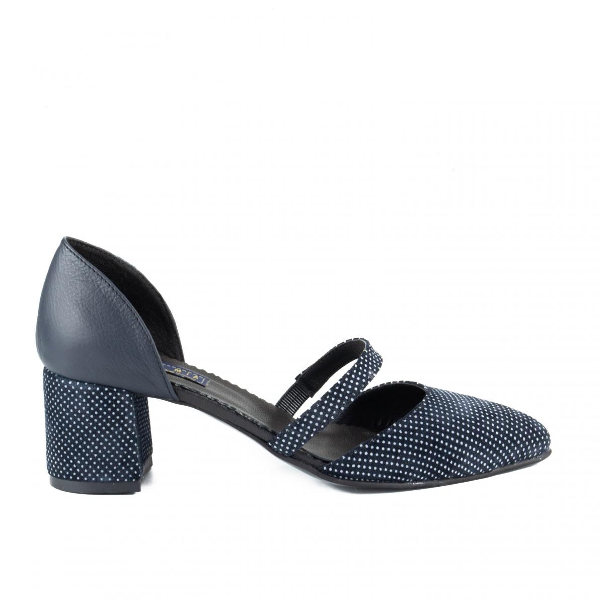 Pantofi pumps Donna Mia 2005, piele naturala, Bleumarin/Alb