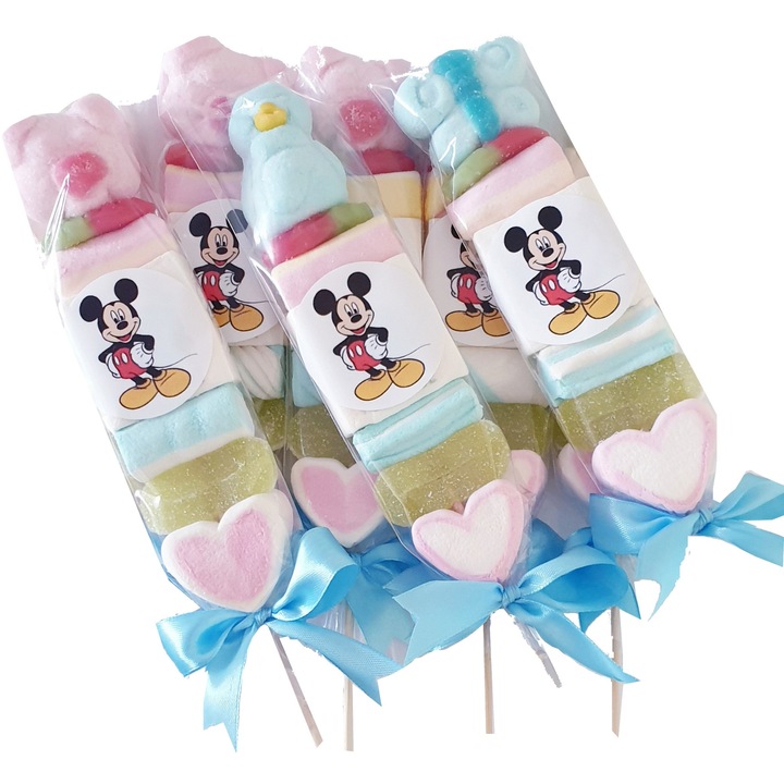 Set 10 acadele, frigarui dulci, din jeleur si marshmallow, multicolor