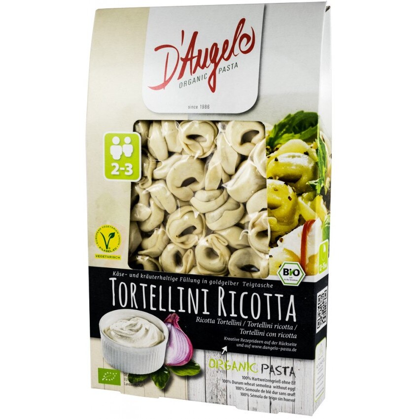 Tortellini bio cu ricotta, D'angelo Pasta 250g