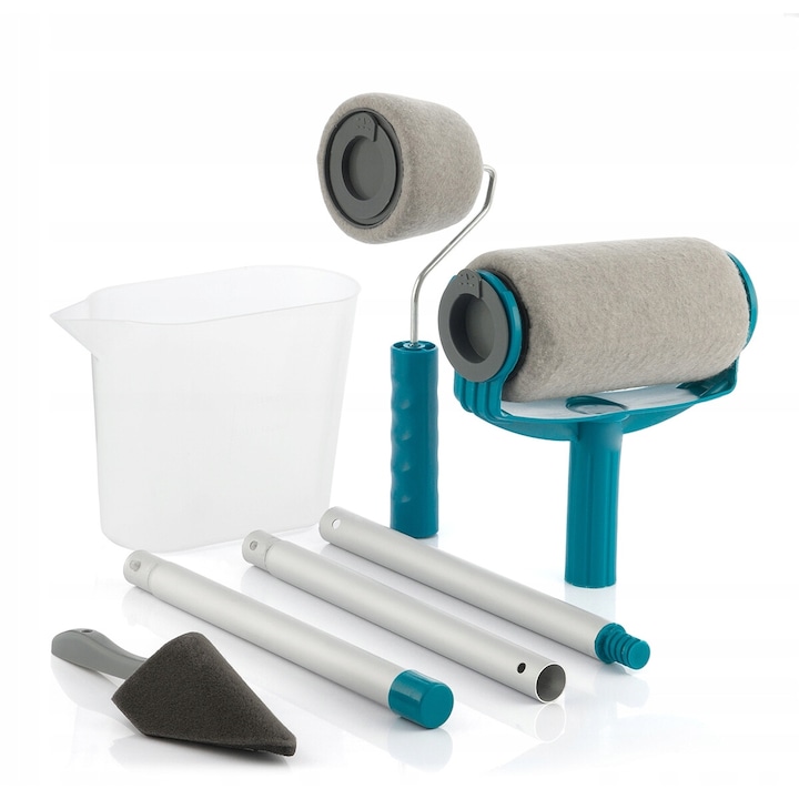 Set De Role De Vopsea, Innovagoods, Roll'N'Paint, Material Pvc, Poliester, Aluminiu, Se Ajusteaza La Orice Suprafata, Usor De Curatat Si Depozitat, Dimensiuni 16 cm x 9 cm x 7 cm, 5 Componente