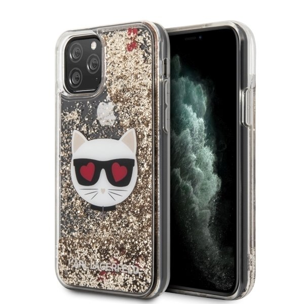 Husa iPhone 11 Pro Karl Lagerfeld Glitter Karl&Choupette Gold