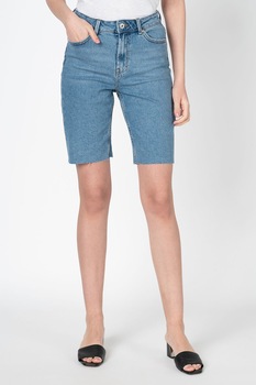 Only, Pantaloni scurti din denim cu terminatii franjurate Emily, Albastru/Alb, 27 Only, Pantaloni scurti din denim cu terminatii franjurate Emily, Albastru/Alb, 27
