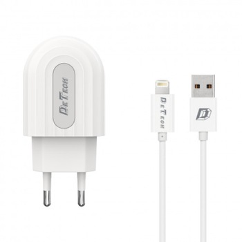 Incarcator Retea (14134) DeTech DE-28i 230V / 5V - 2,4A + Cablu de Date Lightning iPhone 5/6/7 Alb Blister Incarcator Retea (14134) DeTech DE-28i 230V / 5V - 2,4A + Cablu de Date Lightning iPhone 5/6/7 Alb Blister