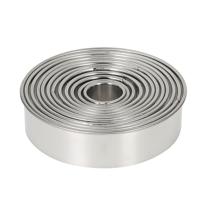 Set 12 forme pentru prajituri, Otel inoxidabil, Argintiu