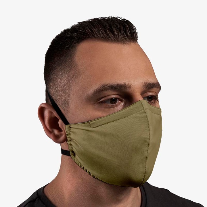 Be Happy Szájmaszk, 3 Rétegű, Mosható, Vasalható, Fertőtleníthető, Állítható Pánttal, Khaki