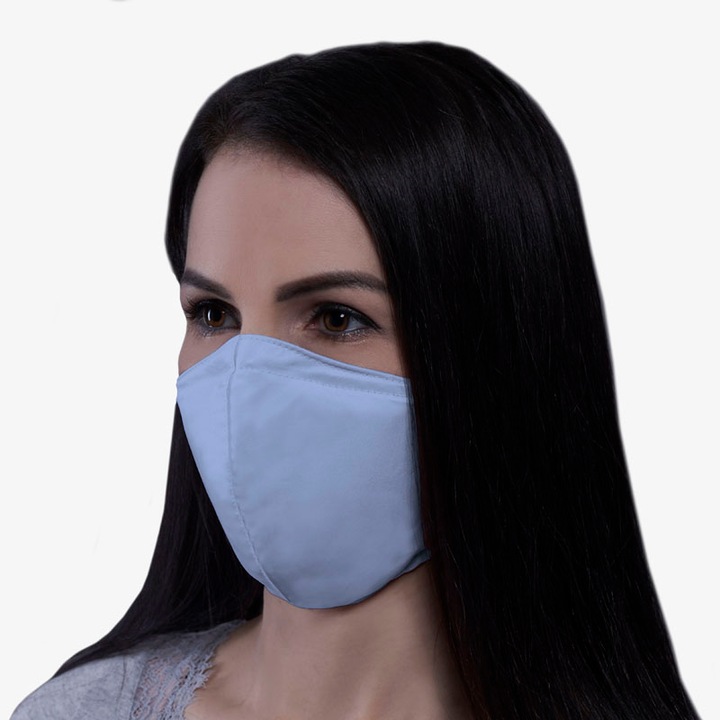 Be Happy Szájmaszk, 3 Rétegű, Mosható, Vasalható, Fertőtleníthető, Állítható Pánttal, Pasztell kék