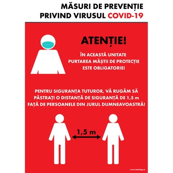 Pachet 5 indicatoare, autocolant, format A4, masuri de preventie privind virusul Covid-19 Pachet 5 indicatoare, autocolant, format A4, masuri de preventie privind virusul Covid-19