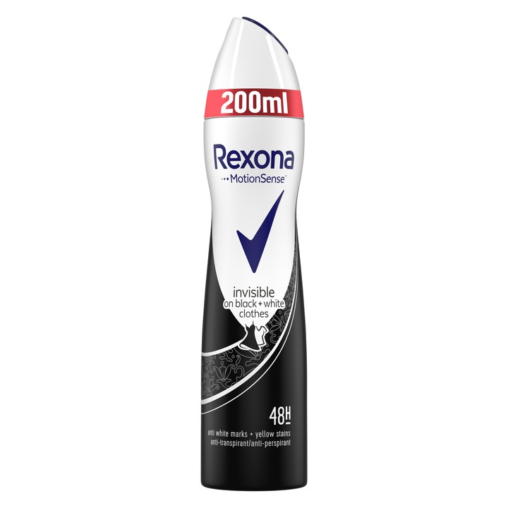 Deodorant spray Rexona Invisible Black & White, 200 ml